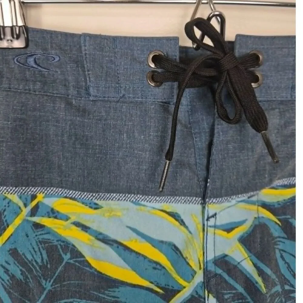 O'Neill Hyperfreak Canopy Sand Capitol Boardshorts Men 28 Blue Tropical Stretch